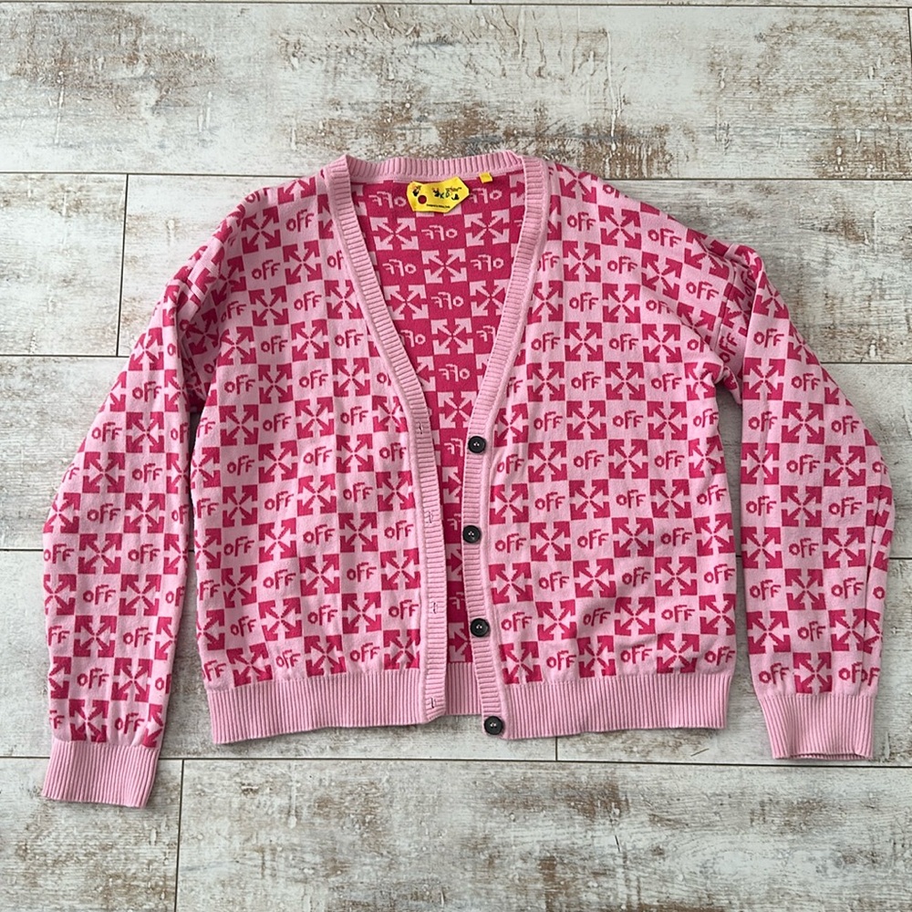 Rare Off-white Brand Arrow Monogram Pink Cardigan